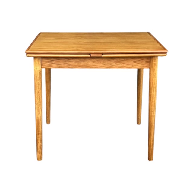 1960s Danish Modern Teak Extendable Dining Table With 2 Leaves, Square Top & Tapered Legs For Sale - Image 12 of 15