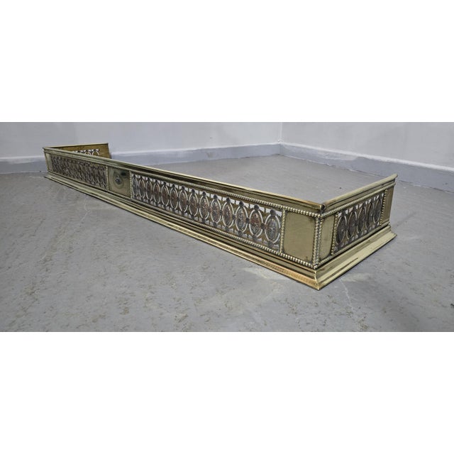 Large Georgian Brass and Cut Steel Fender For Sale - Image 10 of 11