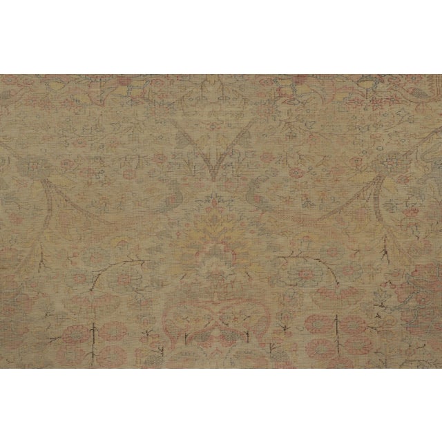 Traditional Antique Turkish Rug With Distressed Floral Design in Beige Tones - Rug & Kilim For Sale - Image 3 of 9