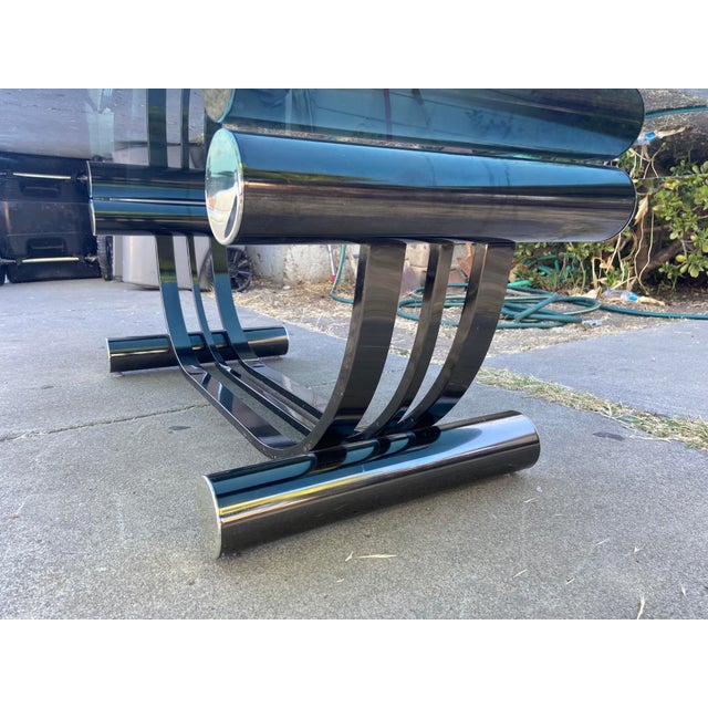 Vintage Art Deco Tubular Smoked Glass Coffee Table Romeo Rega Style For Sale - Image 13 of 18