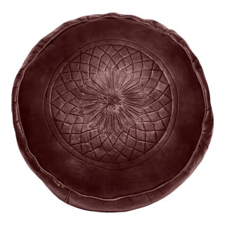 Moroccan Leather Pouf Ottoman Brown Genuine Leather For Sale