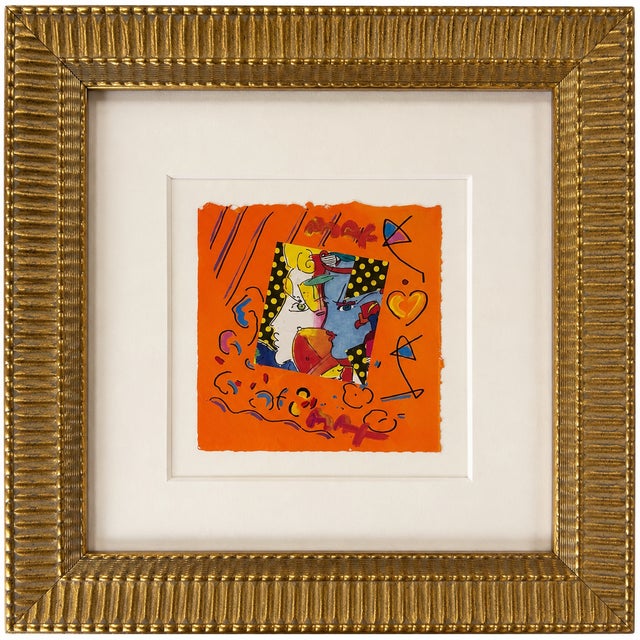 Authentic Peter Max mixed-media work titled “Looking to the Left”, featuring the artist’s iconic colorful profile imagery...