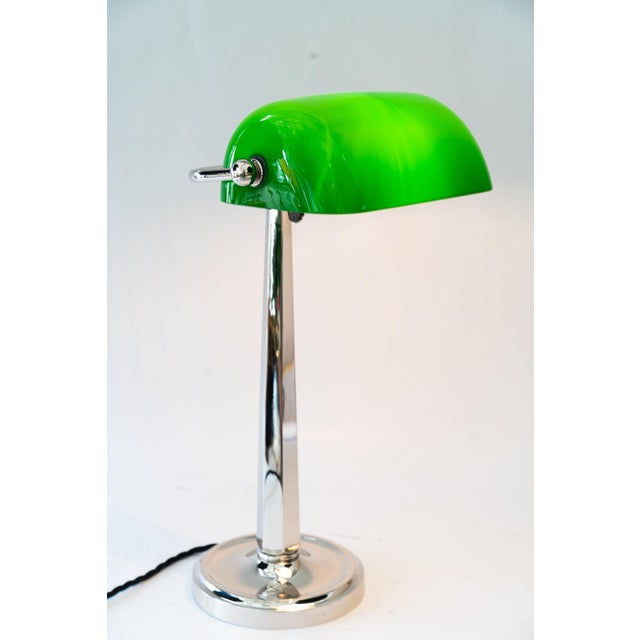 Art Deco Nickel-Plated Banker Table Lamp, Vienna, Austria, 1920s For Sale - Image 18 of 18