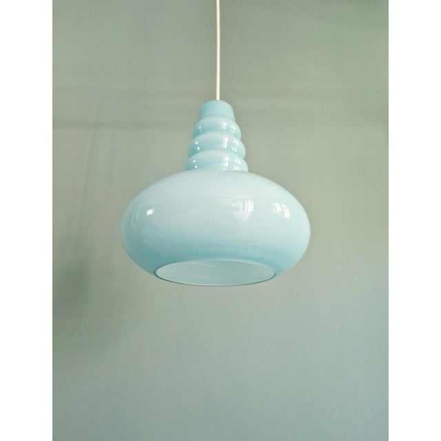 Space Age Pendant Light in Blue Opaline from Peill & Putzler, 1970 For Sale - Image 4 of 11