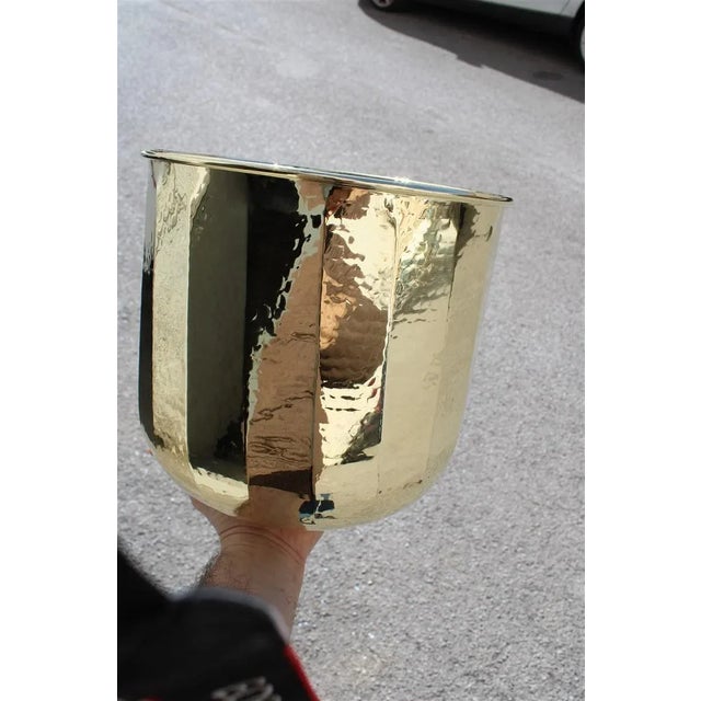 Mid-Century Modern Italian Hammered Brass Vase Cover, 1970s For Sale - Image 3 of 7