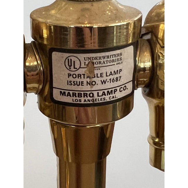 Striking Pair Hollywood Regency Marbro Polished Brass 'Hydria' Lamps For Sale - Image 10 of 12