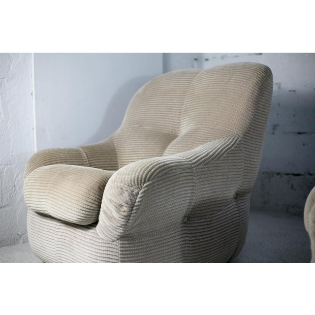 Set of Space Age Armchairs in Beige Ribbed Velvet. France, 1970s For Sale - Image 13 of 18
