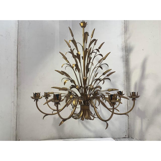 Florentine Art Brown and Gold Handmade Brushed Metal 8 Light Wrought Iron Chandelier from Simoeng, Italy For Sale - Image 13 of 14