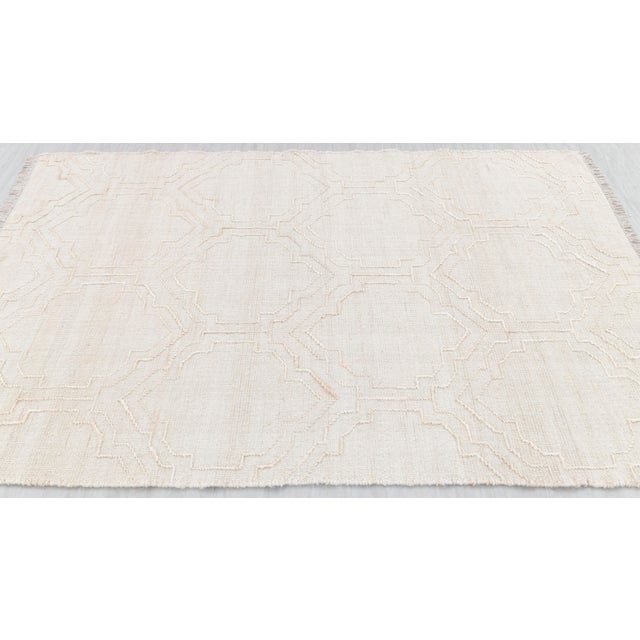 Bohemian White Jute Flatweave Rug Hand Woven, Boho Scandinavian Decor 6x9Ft. For Sale - Image 11 of 12