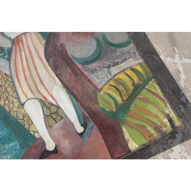 1949 French School Painting Depicting Woman's Working in Wine Tanks For Sale - Image 4 of 12