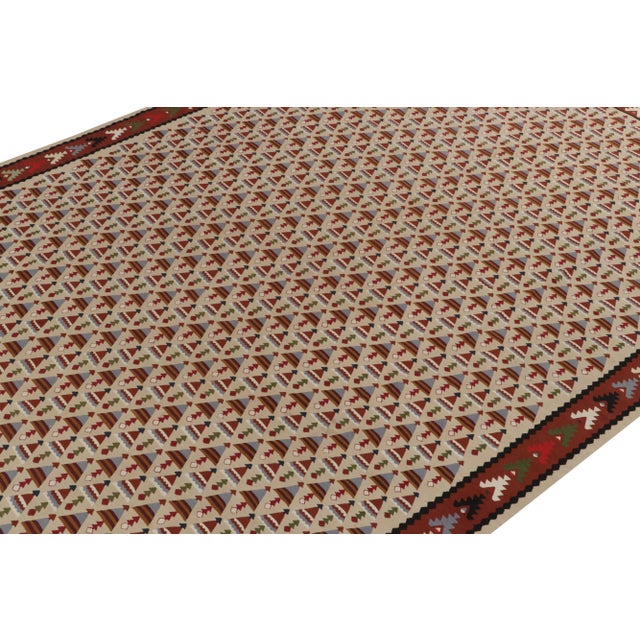 Rug & Kilim 1920s Antique Tribal Kilim in Red, Blue and Greige Geometric Pattern For Sale - Image 4 of 7