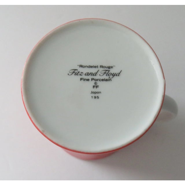 Minimalism Late 20th Century Fitz & Floyd Rondelet Rouge Red Porcelain Cup Mug, Japan 195- Set of 3 For Sale - Image 3 of 8