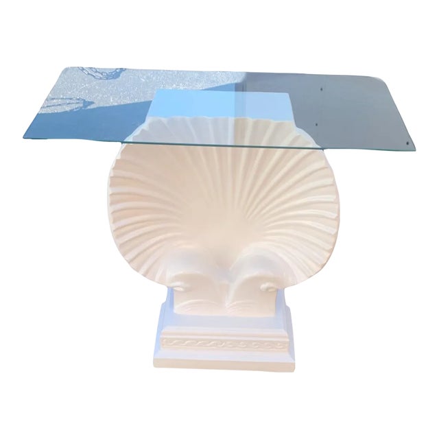 Mid 20th Century Sea Shell Console Table in the Manner of Groult Gloss White For Sale
