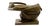 This bronze sculpture presents a draped figure in a powerful horizontal motion, with the head lowered and the body thrust...