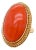 Mid-Century 18k Gold & 24.5 Ct Japanese Red/Orange Coral Cabochon Cocktail Ring For Sale