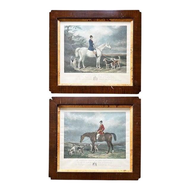 19th Century Pair of Equestrian Engravings – Framed Antique Hunting Prints For Sale