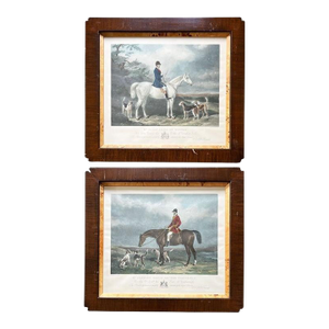 19th Century Pair of Equestrian Engravings – Framed Antique Hunting Prints