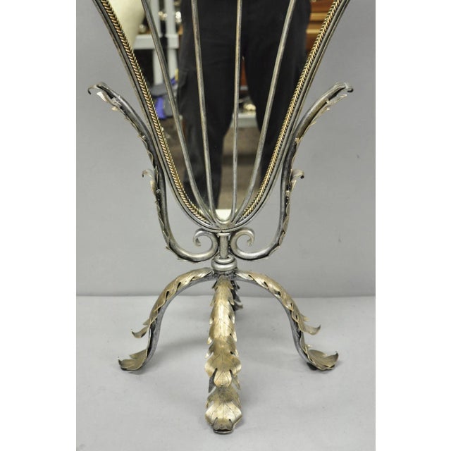 Early 21st Century Contemporary Mediterranean Style Silver Gilt Iron Metal Mirror Fireplace Screen For Sale - Image 5 of 13