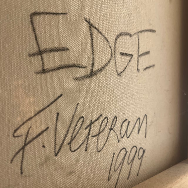 Textile Mid 20th Century Monumental Abstract Mid Century Modern Oil Painting Vintage For Sale - Image 7 of 7