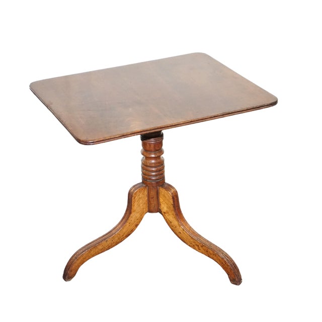 19th Century English Oak Rectangle Tripod Tilt Top Table For Sale