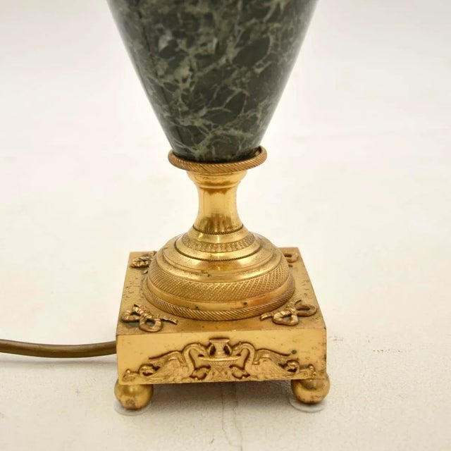 Cream Antique French Marble and Gilt Metal Table Lamp, 1890s For Sale - Image 8 of 10