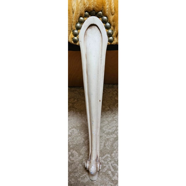 Vintage French-Style Upholstered Vanity Stool With Cabriole Legs For Sale - Image 10 of 12