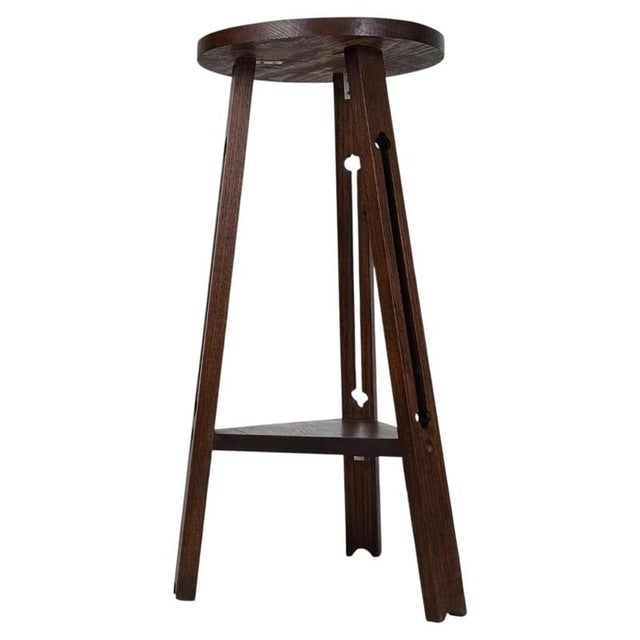 Brown Antique English Arts and Crafts Oak Side Table For Sale - Image 8 of 8