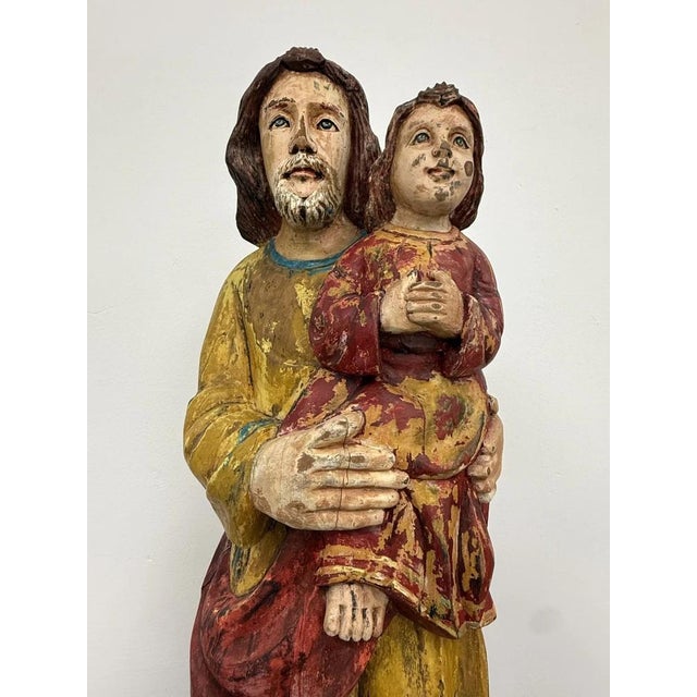 Baroque Baroque Devotional Figure of St. Joseph with the Christ Child, Southern Germany, 1750-1800 For Sale - Image 3 of 18