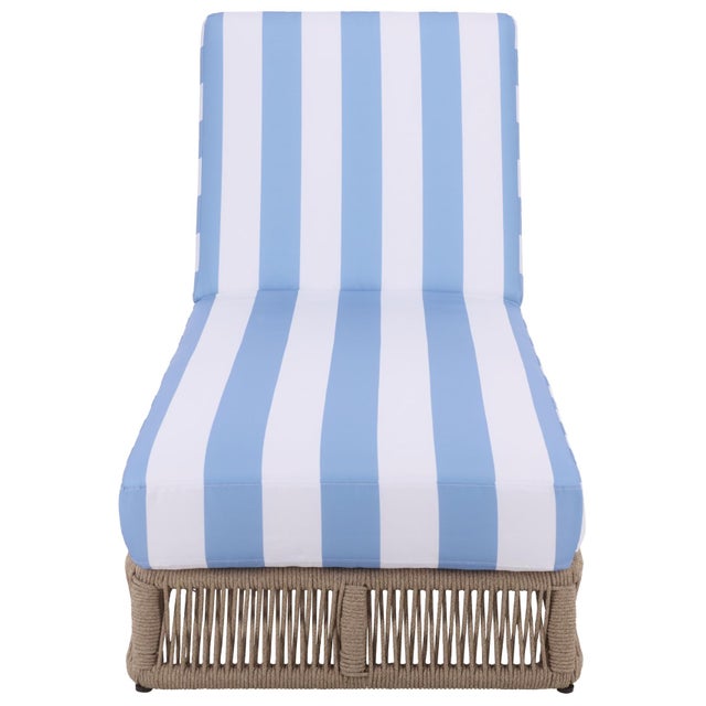 Gillian Chaise Lounge, Heather Tan/Baby Blue Stripe For Sale - Image 10 of 12
