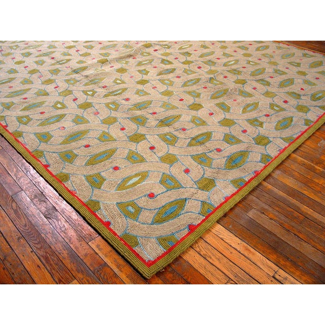 Contemporary 2020s Green Modern Geoemtric Contemporary Carpet Handmade Cotton Hooked Rug 8' X 10' For Sale - Image 3 of 5