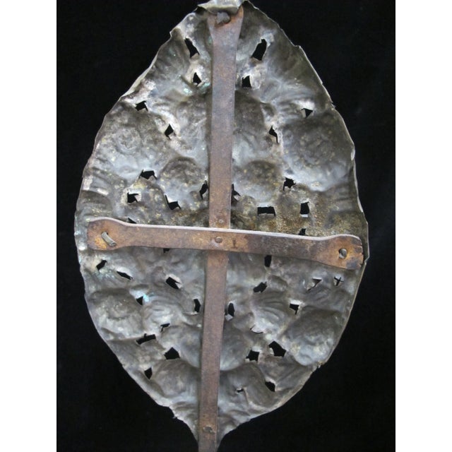 Italian 19thc Ornate Brass & Wood Flambeau Altar Candle Reflector Pair For Sale - Image 9 of 11