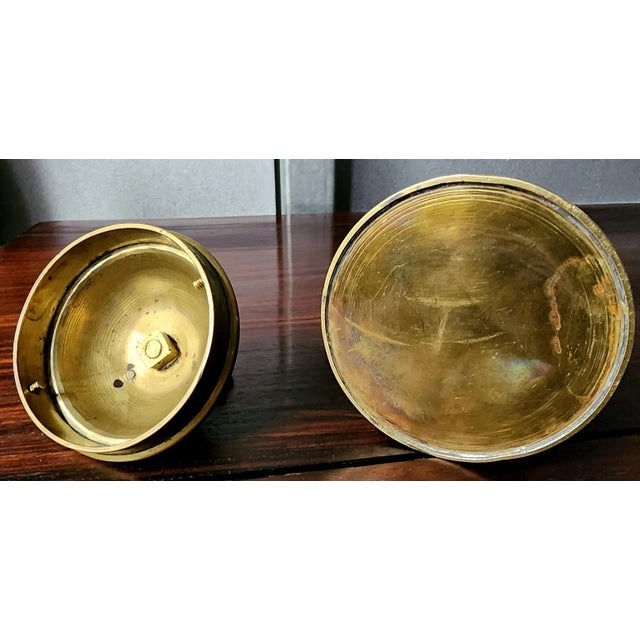 Antique Mid-19th Century English Solid Brass Circular String Box For Sale - Image 4 of 12
