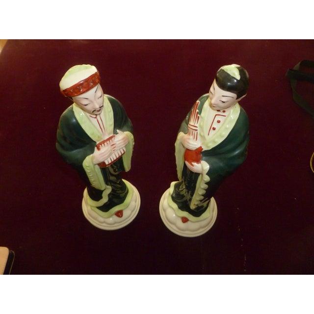 Ceramic Vintage Asian Lamp Master Figurative Statue Lamps - a Pair- Beauty For Sale - Image 7 of 11