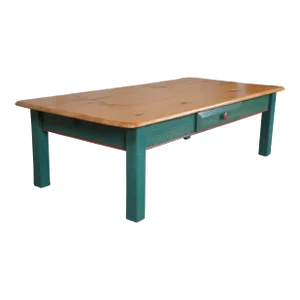 Mid 20th Century Vintage Painted Pine Distressed Farmhouse Rustic Country Coffee Cocktail Table