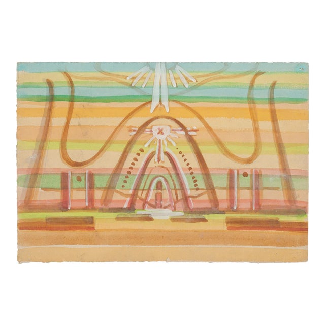 Surrealist Composition - Watercolor on Paper by J.-R. Delpech - 1960s 1960s For Sale