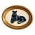 Original Hand-Painted Panther Painting in a Vintage Oval Frame For Sale