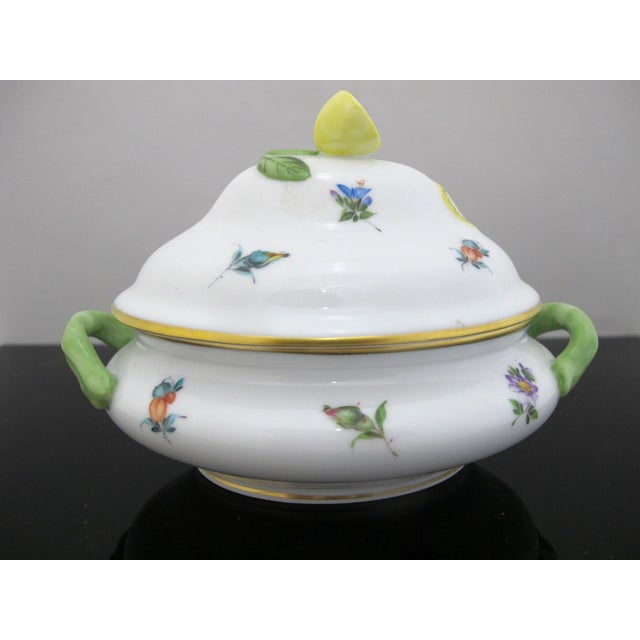 Herend Herend Porcelain Mini Tureen Sugar Bowl Jar With Lemon Finial Lid For Sale - Image 4 of 9