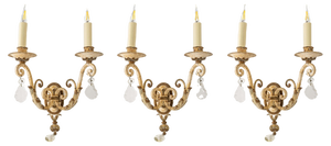 Early 20th Century Wrought Iron Sconces, Set of 3