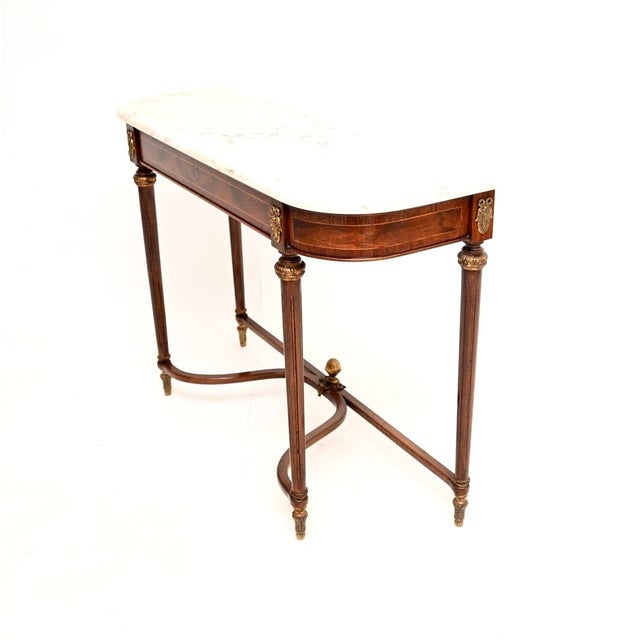 French Walnut Console Table with Marble Top, 1930s For Sale - Image 4 of 12