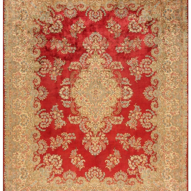 Middle Eastern Hand-Knotted Kerman Rug For Sale - Image 3 of 11