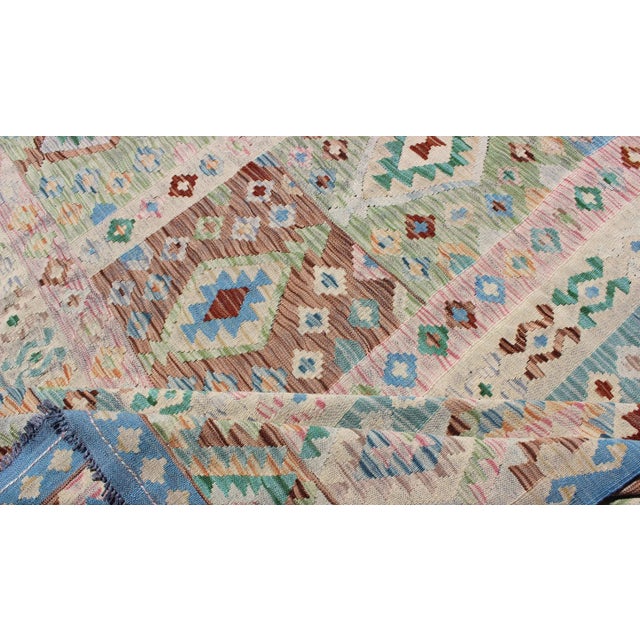 Geometric Flat Weave Wool Kilim Rug by Keivan Woven Arts 8'5 X 11'6 For Sale In Atlanta - Image 6 of 13