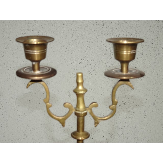 Metal Pair of Vintage Brass and Onyx Candelabras 10" High Candle Holders For Sale - Image 7 of 12