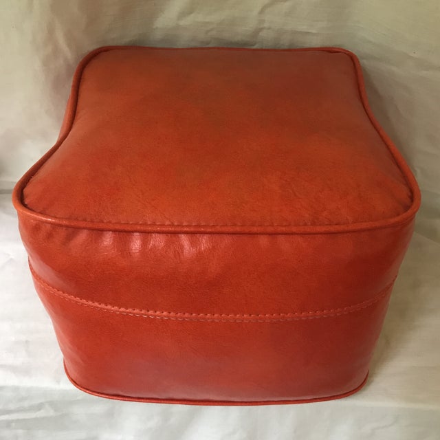 Vintage Vinyl Orange Ottoman Chairish