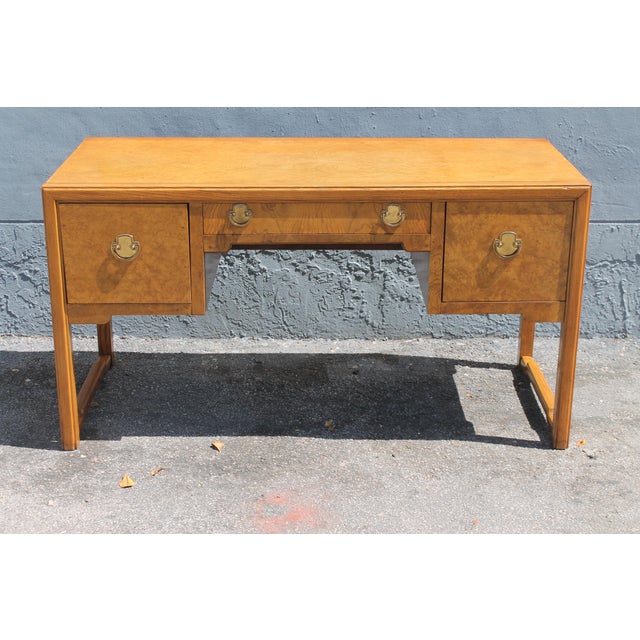 Thomasville MidCentury Modern Exotic Burl Wood Writing Desk Chairish