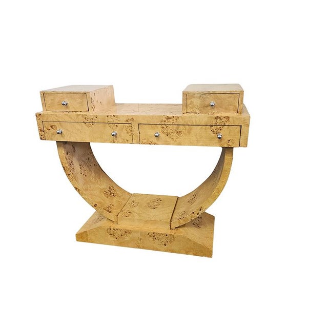 Console Table in Birch Burl, 1980s For Sale - Image 4 of 7