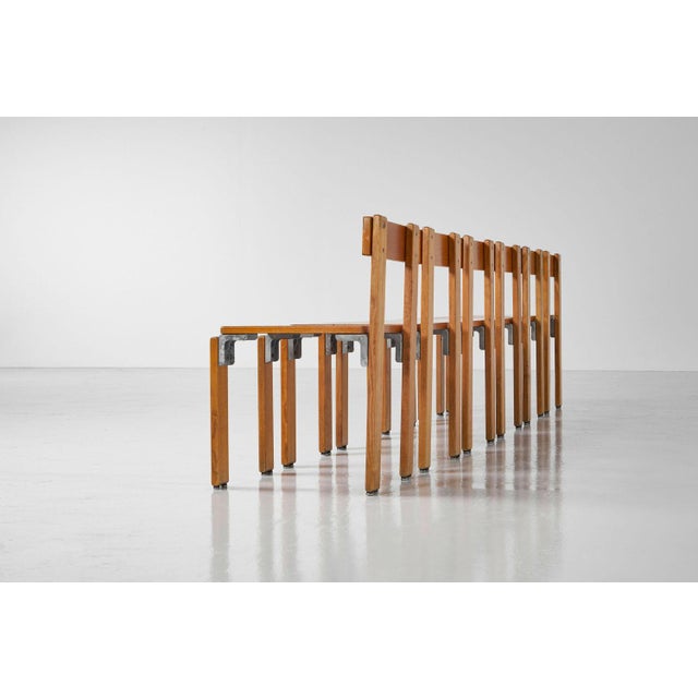 Brown French Chairs by George Candilis for Sentou, 1968, Set of 6 For Sale - Image 8 of 18