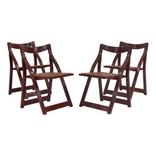 Wooden Folding Chairs in the style of Aldo Jacober, Set of 4 For Sale