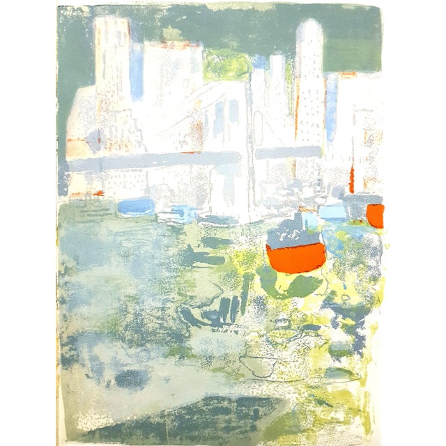 Paul Guimard - New York's Port - Original Lithograph 1964 For Sale