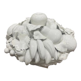 Mid Century Italian White Ceramic Fruit Topiary Centerpiece For Sale