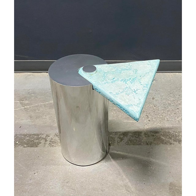 Karl Springer Postmodern Chrome Cylinder Drum Table For Sale - Image 4 of 6